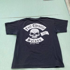 Vintage Y2K full throttle saloon sturgis sd skull graphic pocket tee size L
